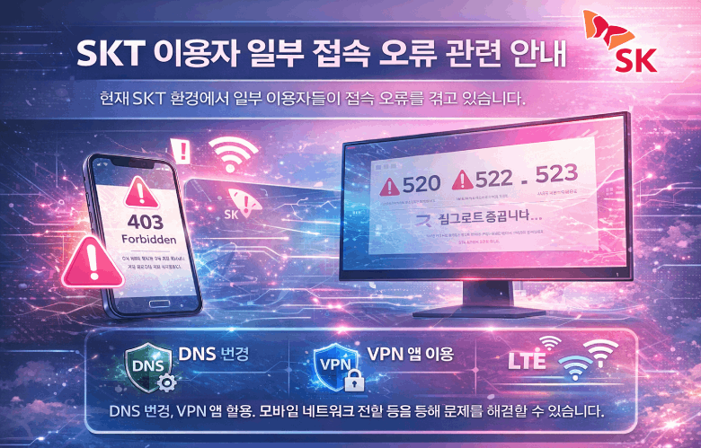 SKT 이용자 일부 접속 오류 관련 안내